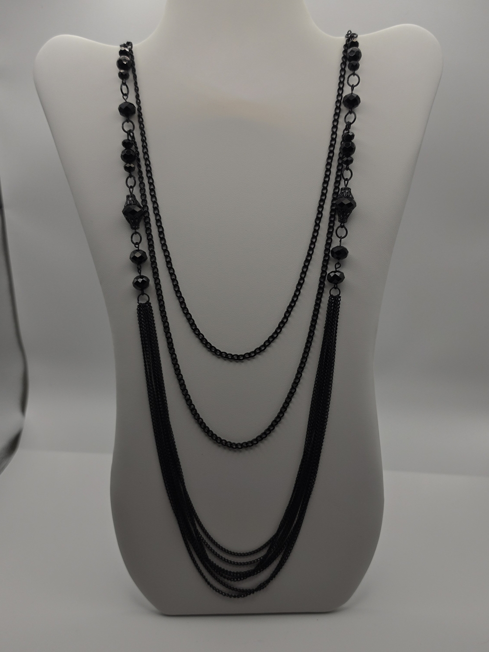 Black Whimsigoth Flapper Style Layered Statement Necklace - Women Jewelry